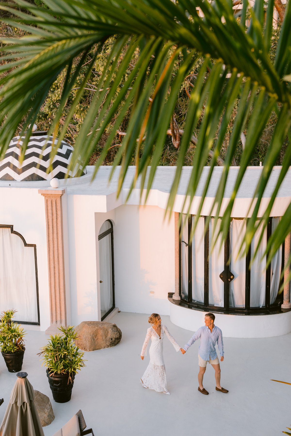 Kate Curtin and Thomas at a coastal villa